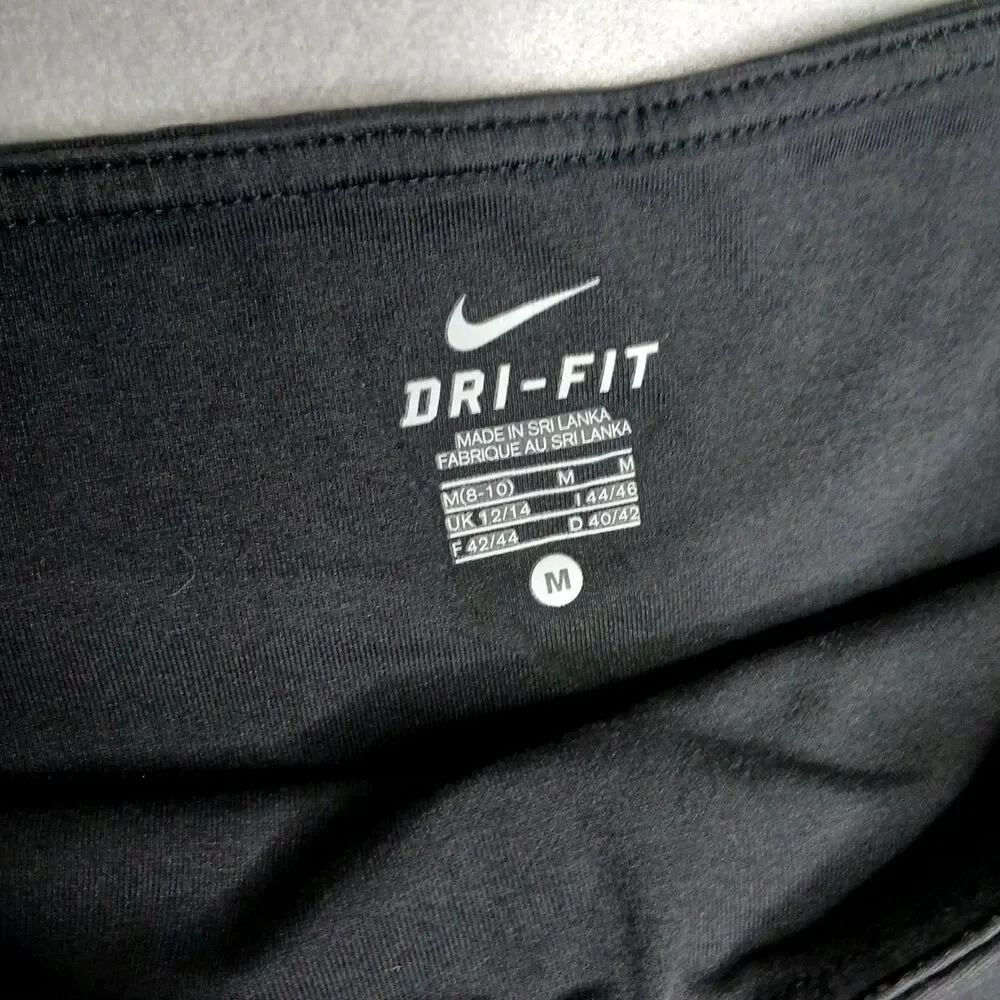 Nike Dri-fit Bike Shorts Long Athletic Workout Stretch Black Yellow Womens Med